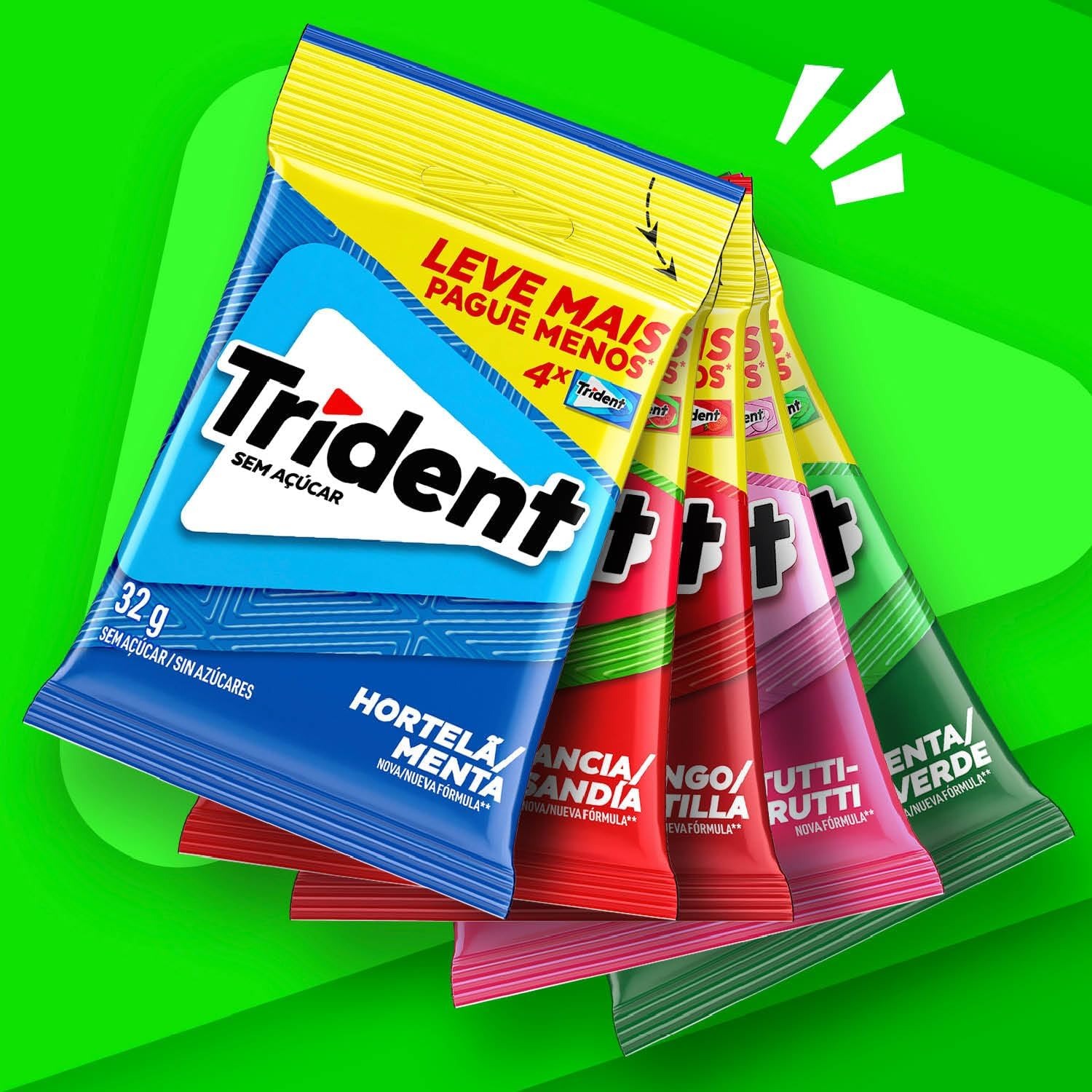 Chiclete Trident menta sem açúcar